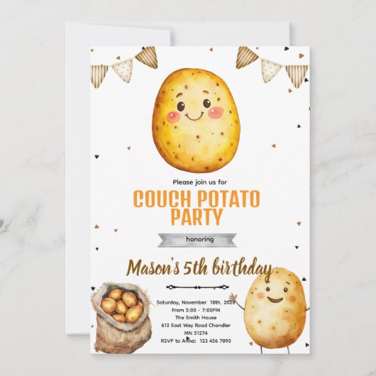 Potato birthday Theme party Invitation 招待状 (正面)