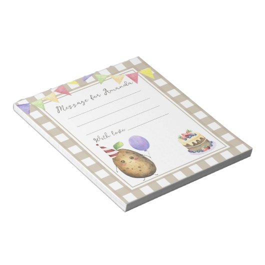 Potato birthday time capsule message ノートパッド (アングル)