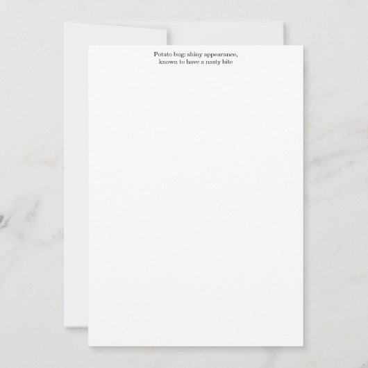 Potato Bug Greeting Card 招待状 (裏面)