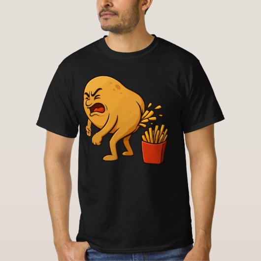 Potato Pooping French Fries l Funny French Fries  Tシャツ (正面)