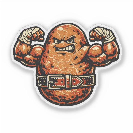 Potato Powerhouse — Vintage Retro Strongman Fighte シール (正面)