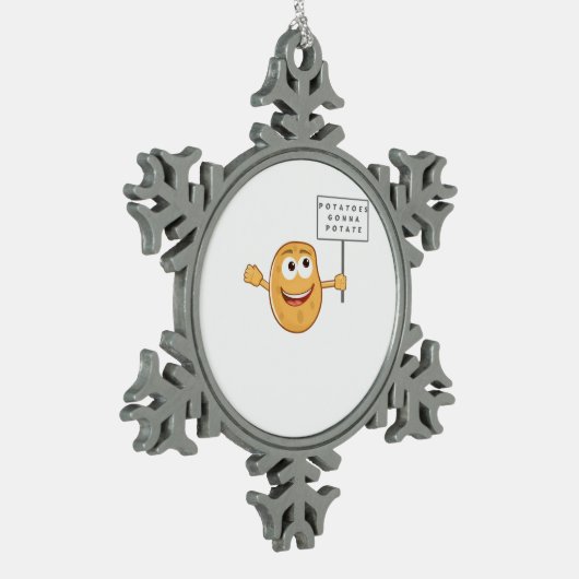 Potatoes Gonna Potate Vegetable Pun Light Humor スノーフレークピューターオーナメント (左)