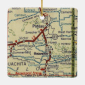 Poteau OKとHeavener Oklahomaの地図 セラミックオーナメント (裏面)