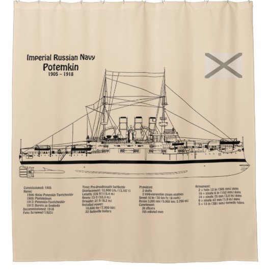 Potemkin – 船舶設計図プランSD シャワーカーテン (正面)