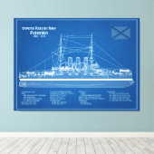 Potemkin - Ship Blueprint Plans ABD キャンバスプリント (インサイチュ (ウッドフロア))