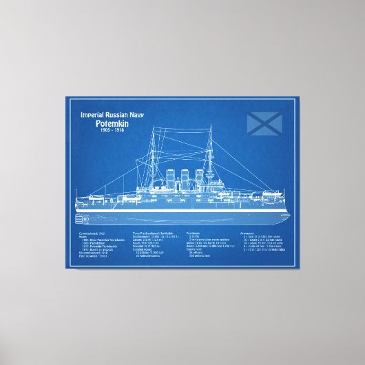 Potemkin - Ship Blueprint Plans ABD キャンバスプリント (正面)