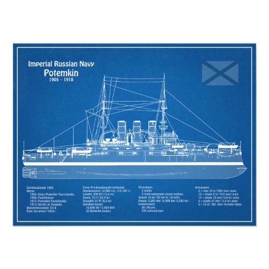 Potemkin - Ship Blueprint Plans ABD フォトプリント (正面)