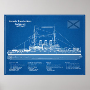 Potemkin - Ship Blueprint Plans ABD ポスター