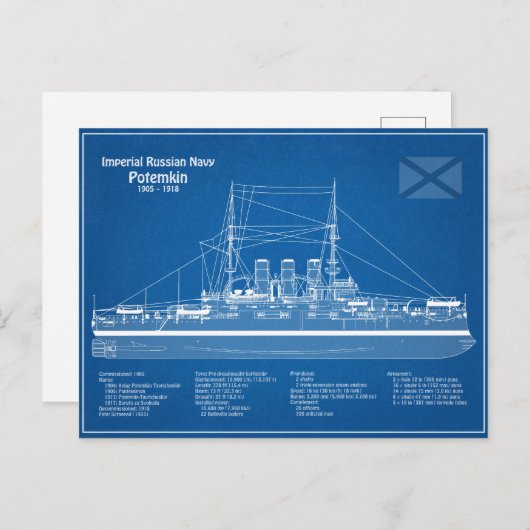Potemkin - Ship Blueprint Plans ABD ポストカード (正面/裏面)