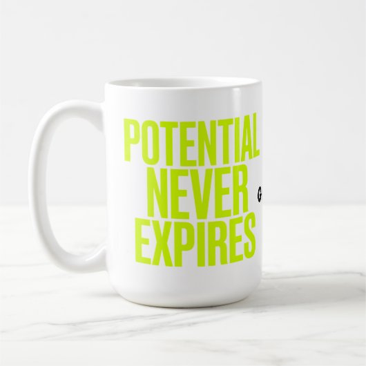 Potential Never Expires Bold Growth Mindset  コーヒーマグカップ (左)