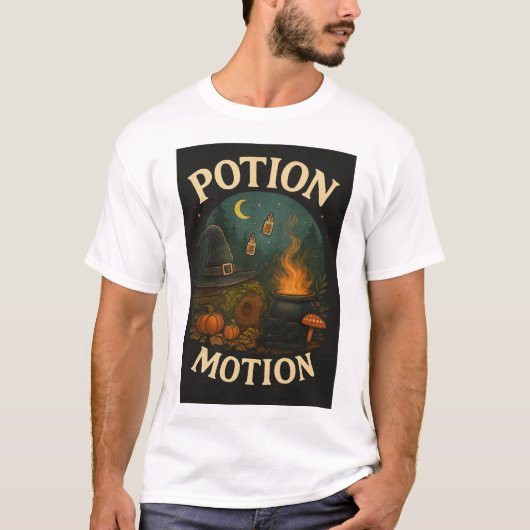 “Potion Motion” – Whimsical Witchy Halloween Tシャツ (正面)