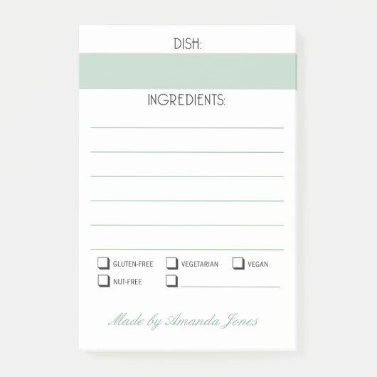 Potluckかケータリングの皿の原料の食物アレルギー ポストイット (正面)