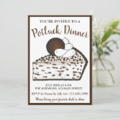 Potluckディナーデザートパーティークッキーとクリームパイ 招待状 (スタンド正面)