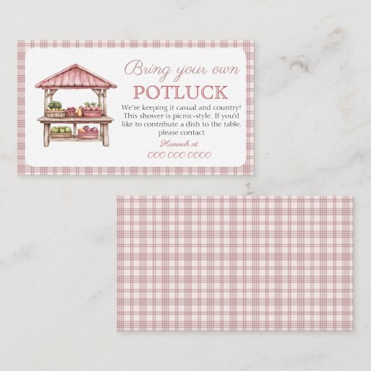 Potluckピクニックリクエストブライダルシャワーカード エンクロージャーカード (正面/裏面)