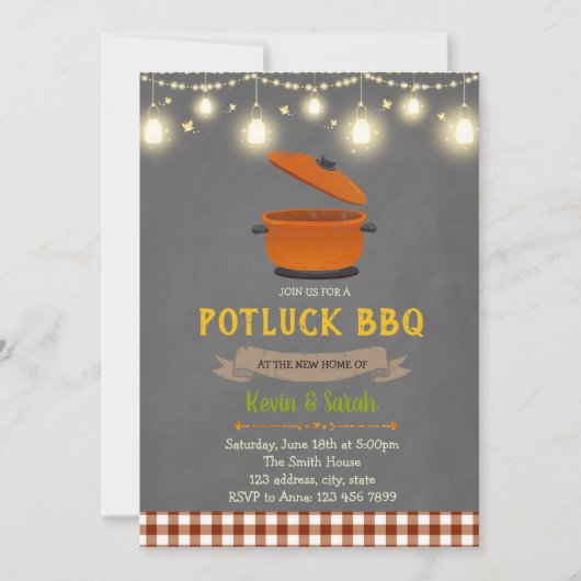 Potluck BBQパーティの招待状 招待状 (正面)