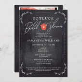 Potluck Black Bridal Shower 招待状 (正面/裏面)