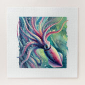 Poton deep sea squid 110924AREF116 - Watercolor ジグソーパズル (横)