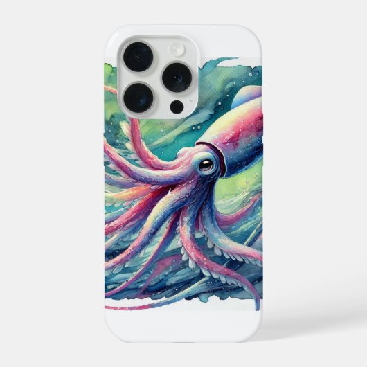 Poton deep sea squid 110924AREF116 - Watercolor iPhoneケース (裏面)