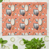 Pots plates wooden spoons and coffee cups キッチンタオル (折り畳み)