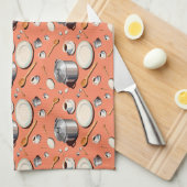 Pots plates wooden spoons and coffee cups キッチンタオル (四つ折り)