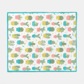 Potted Cactus フリースブランケット (正面(横))