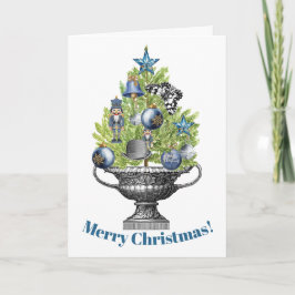 Potted Christmas Tree with Blue Ornaments シーズンカード