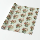 Potted Flowers Cozy Shabby Cute Pattern ラッピングペーパー (アンロールド)