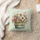 Potted Flowers Cozy Shabby Style Cute クッション (ブランケット)