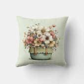 Potted Flowers Cozy Shabby Style Cute クッション (裏面)