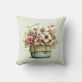 Potted Flowers Cozy Shabby Style Cute クッション (正面)