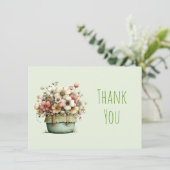 Potted Flowers Cozy Shabby Style Cute サンキューカード (スタンド正面)