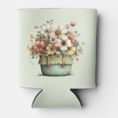 Potted Flowers Cozy Shabby Style Cute 缶クーラー (正面)