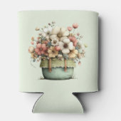 Potted Flowers Cozy Shabby Style Cute 缶クーラー (裏面)