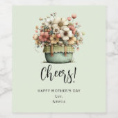 Potted Flowers Cozy Shabby Style Cute Mother's Day ワインラベル (シングルラベル)