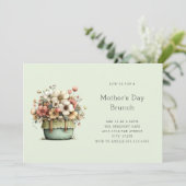 Potted Flowers Cozy Shabby Style Cute Mother's Day 招待状 (スタンド正面)