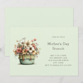 Potted Flowers Cozy Shabby Style Cute Mother's Day 招待状 (正面/裏面)