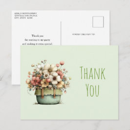Potted Flowers Cozy Shabby Style Cute Thank You ポストカード