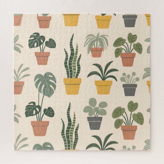 Potted Houseplants Pattern ジグソーパズル (縦)