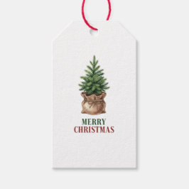 Potted Pine Tree Minimalist Merry Christmas Tag ギフトタグ