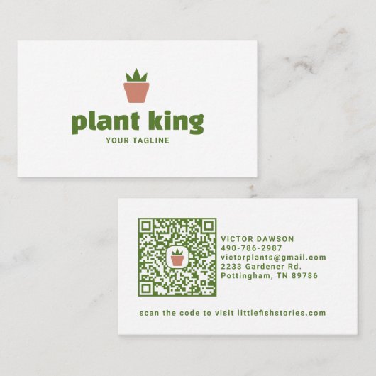 Potted Plant Logo | Plant Shop or Gardening Brand 名刺 (正面/裏面)