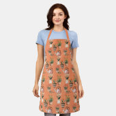 Potted Plants All Over Print Garden Themed Apron エプロン (着用した状態)