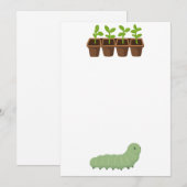 Potted Plants with A Caterpillar Invitation 招待状 (正面/裏面)