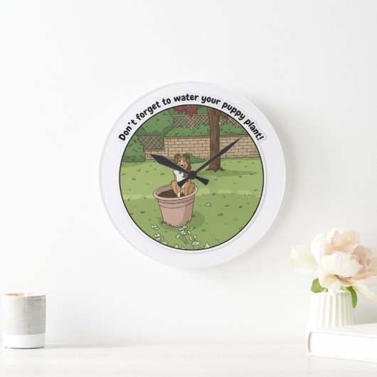 Potted Sheltie ラージ壁時計 (ホーム)