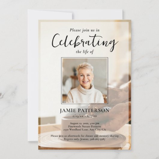 Potter Ceramicist, Life Celebration Funeral Photo 招待状 (正面)