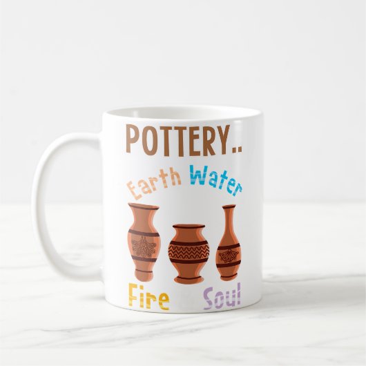 Pottery Earth Water Fire  Soul - Lovely Pottery コーヒーマグカップ (左)