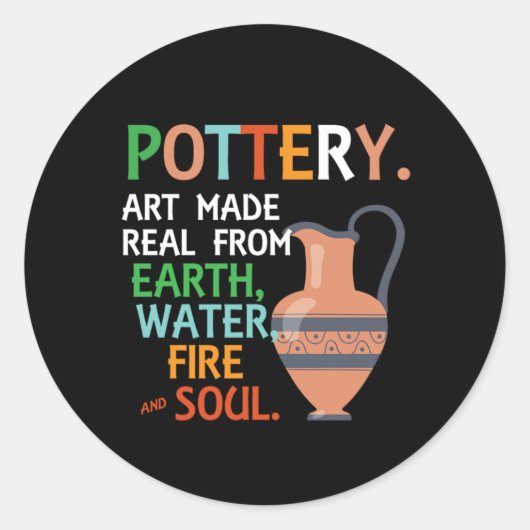 Pottery Earth Water Potter Clay Hobby Artist Gift ラウンドシール (正面)