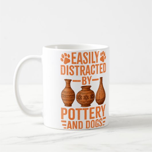 Pottery - Easily Distracted By Pottery And Dogs コーヒーマグカップ (左)