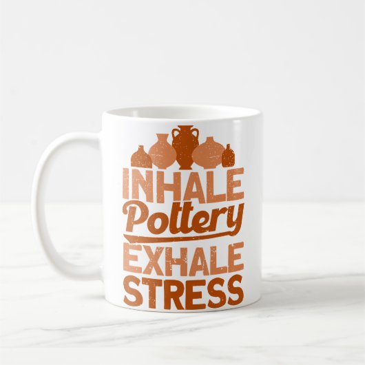 Pottery Makers Inhale Pottery Exhale Stress Potter コーヒーマグカップ (左)