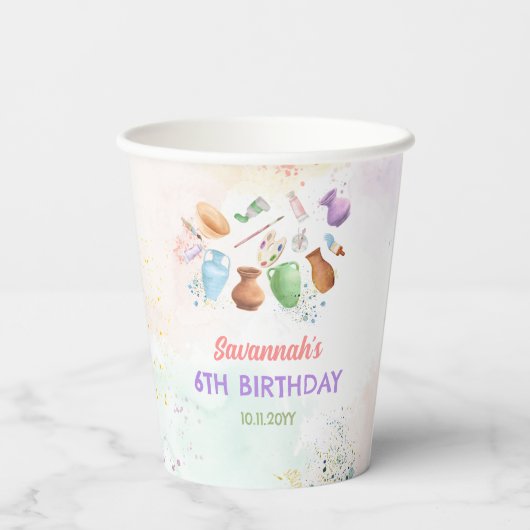 Pottery Painting Party Birthday 紙コップ (裏面)