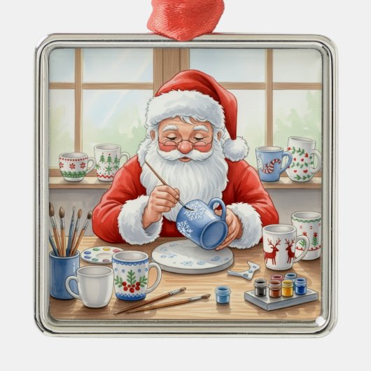 Pottery Painting Santa Claus  メタルオーナメント (正面)